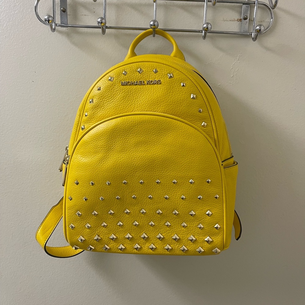 Michael Kors, Yellow, Gold Studded Backpack